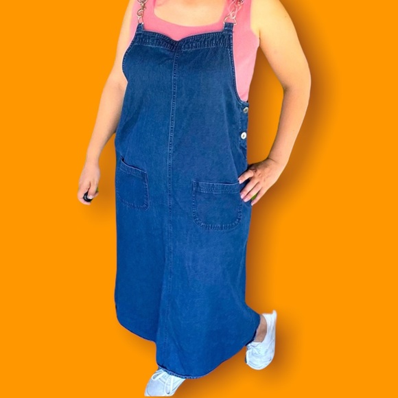 Vintage Dresses & Skirts - Vintage 90s denim jean dress with pockets large